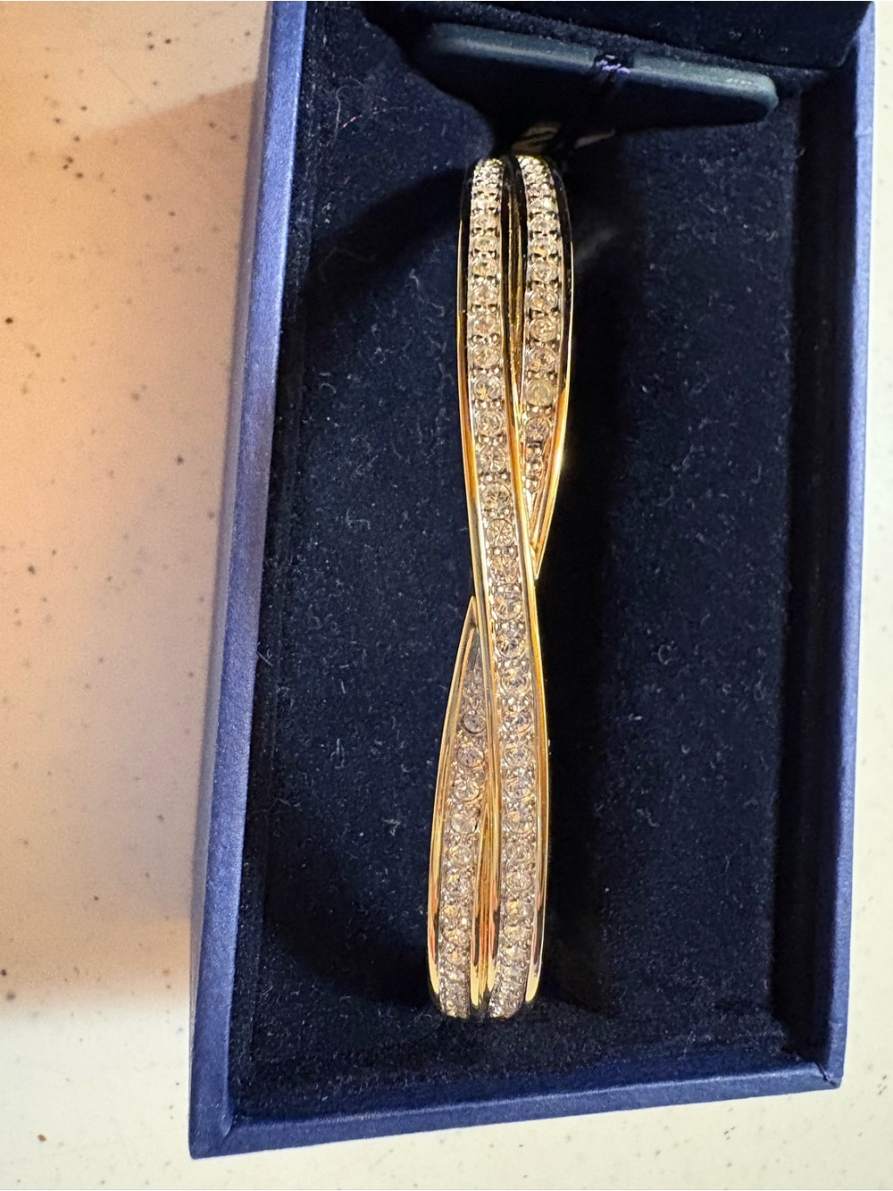 Swarovski Gold-Tone Crystal Twist Bangle bracelet- never worn!!